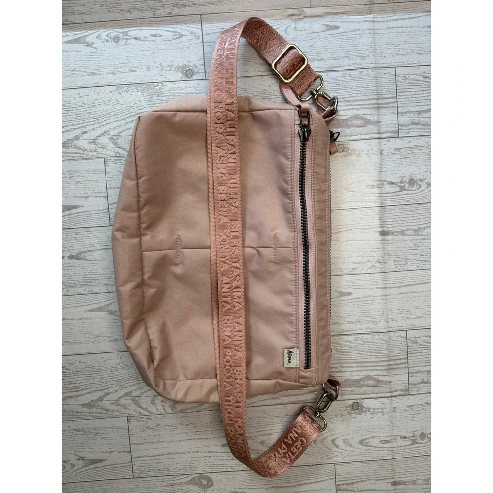 Aruna Mauve Pink Nylon Crossbody Bag Logo Strap Gorpcore Travel Utility